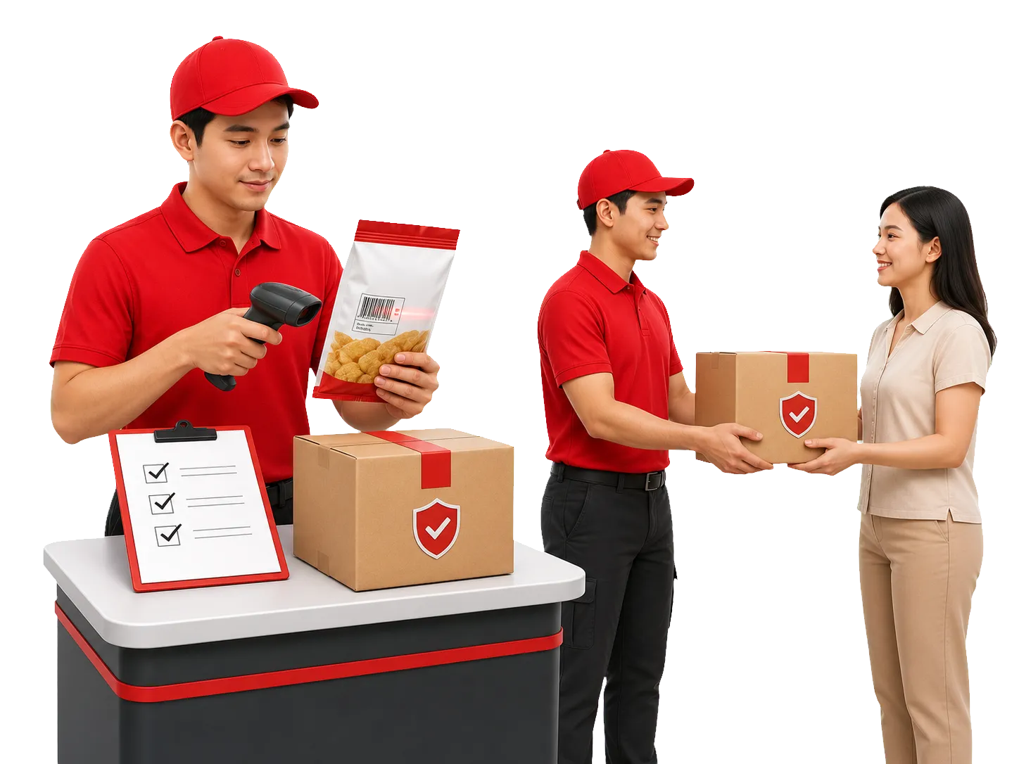 Proses pemeriksaan kualitas produk Foodstocks hingga paket diterima dengan aman oleh pelanggan.