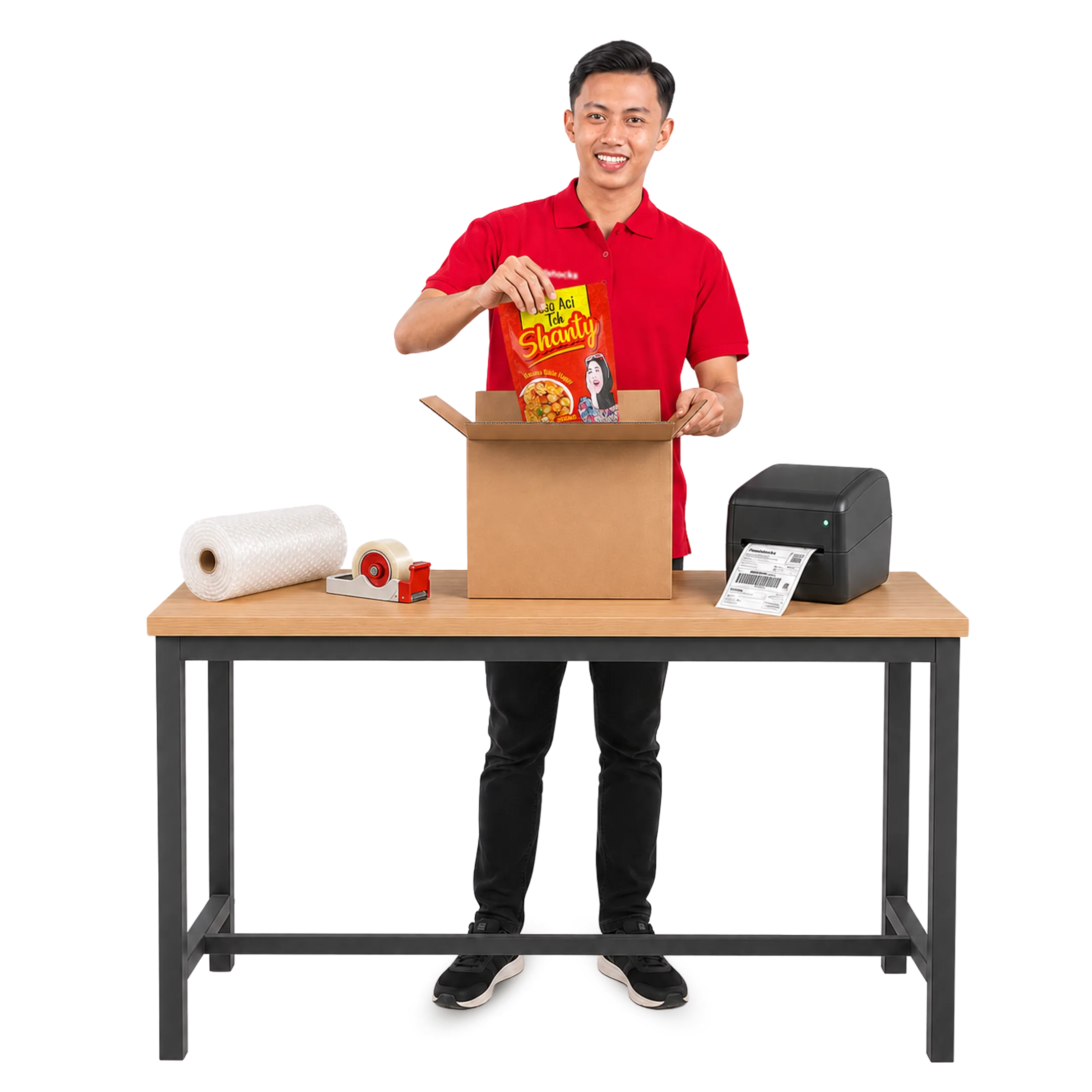 Tim Foodstocks menyiapkan produk dan paket untuk pesanan dropship.
