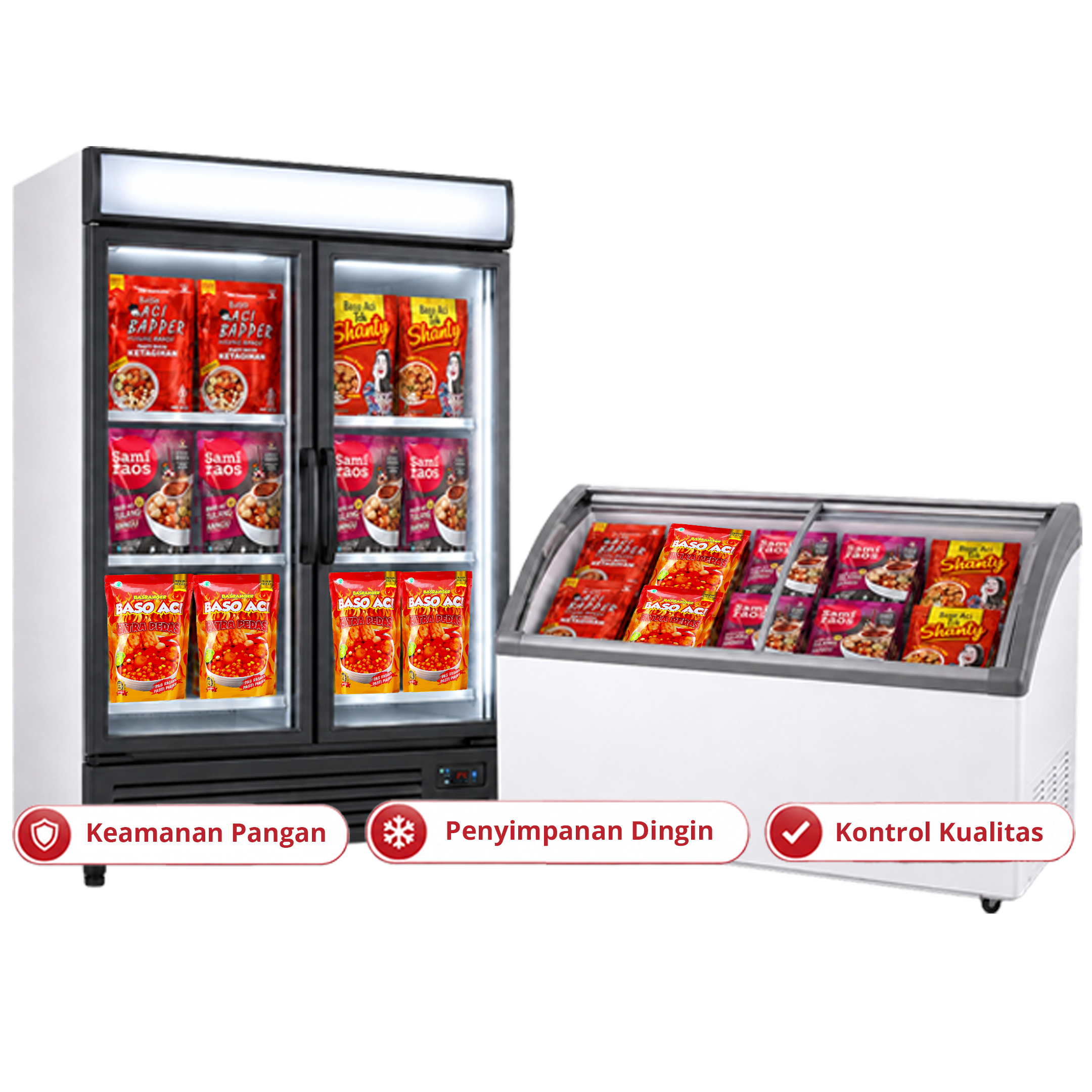 Fasilitas cold storage Foodstocks untuk menjaga kualitas produk snack.
