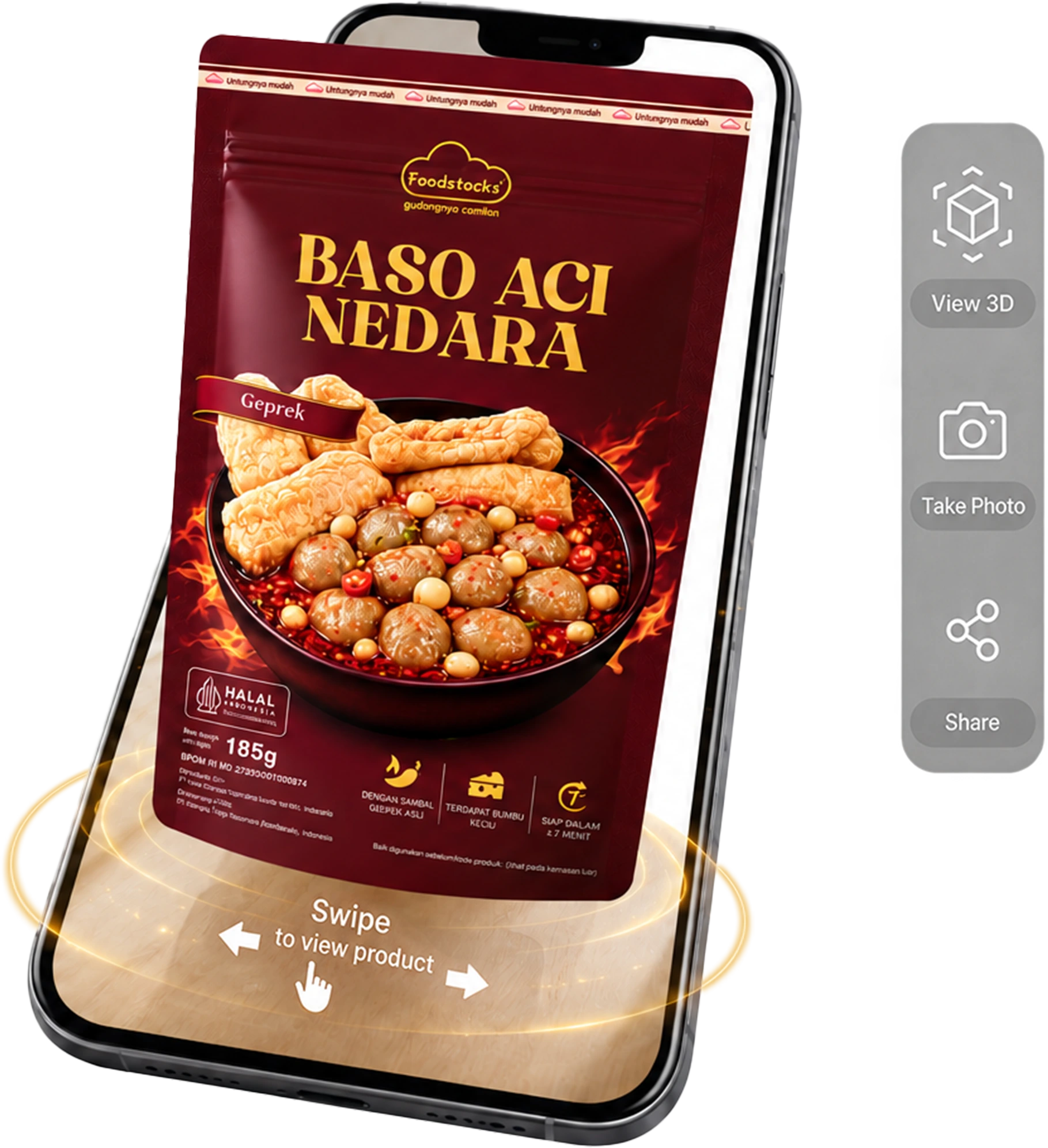 A user views snack product information through Foodstocks AR Visualization.