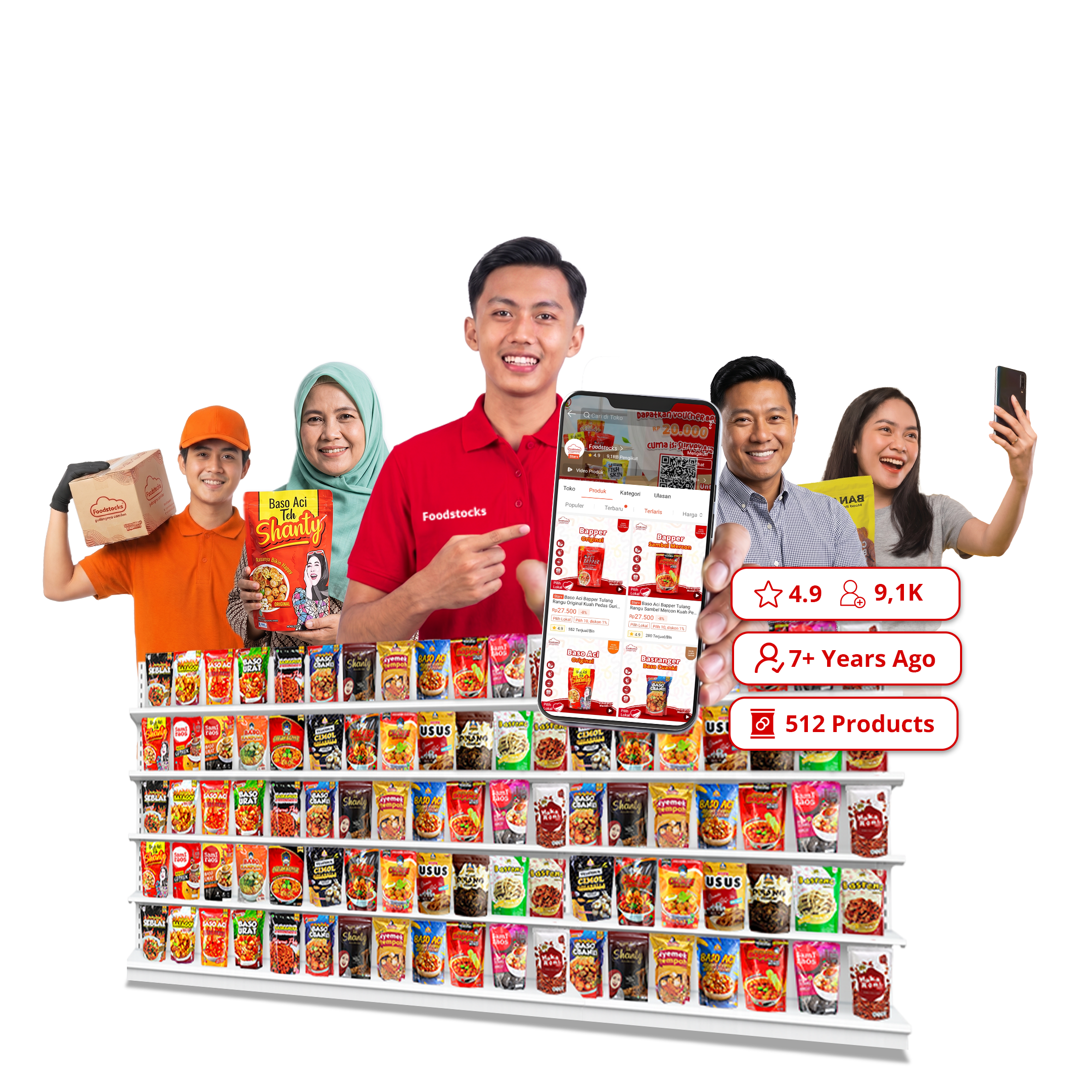 Reseller, Supplier, and Foodstocks Team with best-selling snack products